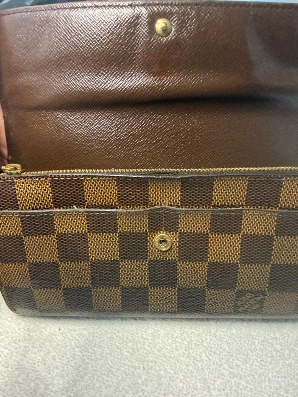 Louis Vuitton Sarah Wallet Damier Ebene Canvas Brown Long Envelope Flap - Picture 3 of 16